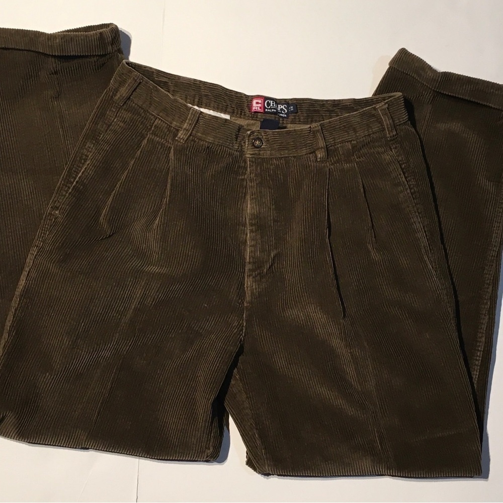 RL Chaps Ralph Lauren StraightSize‎ 36/32 Brown cuffed-corduroy vintage pleat